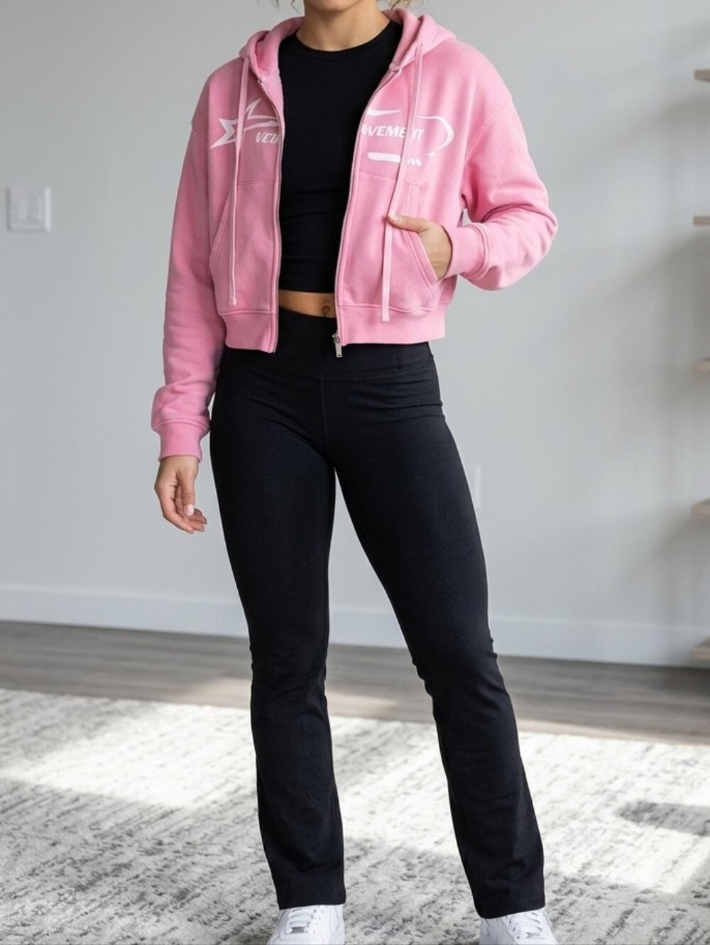 WeTheMovement Pink Cropped Zip-Up Hoodie - Size Small - NWT